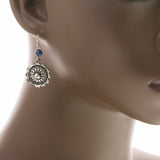 Mi Amore Flower Drop-Dangle-Earrings Silver-Tone/Blue
