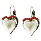 Mi Amore Heart Dangle-Earrings Red/Silver-Tone