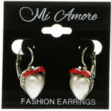 Mi Amore Heart Dangle-Earrings Red/Silver-Tone