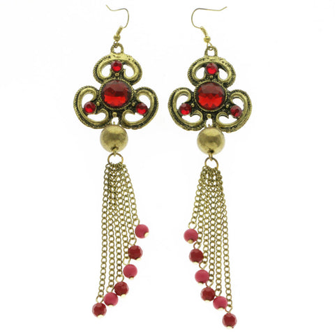 Mi Amore Tassel-Earrings Gold-Tone/Red