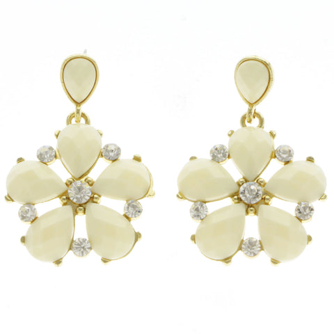 Mi Amore Dangle-Earrings White/Gold-Tone