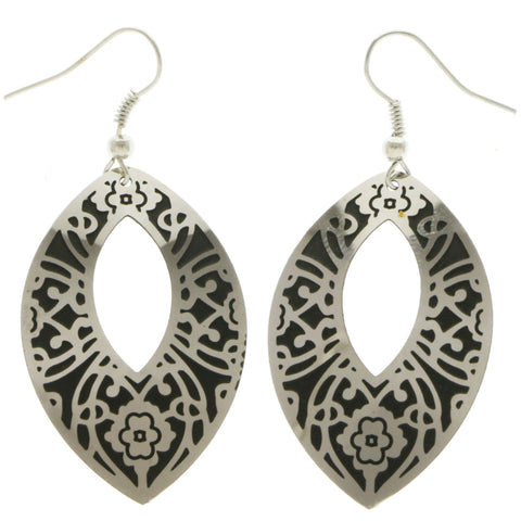 Mi Amore Flower Dangle-Earrings Silver-Tone/Black