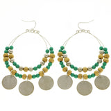 Mi Amore Green and Red Bead Dangle-Earrings Silver-Tone
