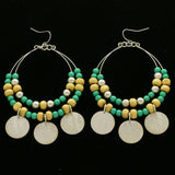 Mi Amore Green and Red Bead Dangle-Earrings Silver-Tone