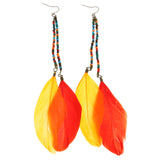 Mi Amore Feather Drop-Dangle-Earrings Bronze-Tone/Multicolor