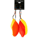 Mi Amore Feather Drop-Dangle-Earrings Bronze-Tone/Multicolor