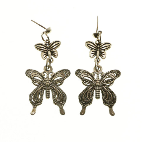Mi Amore Butterfly Dangle-Earrings Silver-Tone