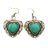 Mi Amore Heart Dangle-Earrings Silver-Tone/Blue