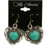 Mi Amore Heart Dangle-Earrings Silver-Tone/Blue