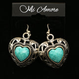 Mi Amore Heart Dangle-Earrings Silver-Tone/Blue