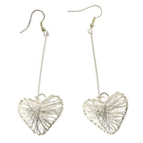 Mi Amore Heart Drop-Dangle-Earrings Silver-Tone