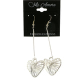Mi Amore Heart Drop-Dangle-Earrings Silver-Tone