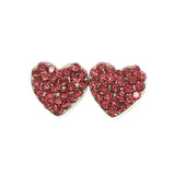 Mi Amore Heart Post-Earrings Silver-Tone/Pink