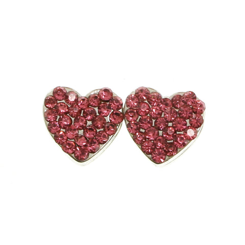 Mi Amore Heart Post-Earrings Silver-Tone/Pink