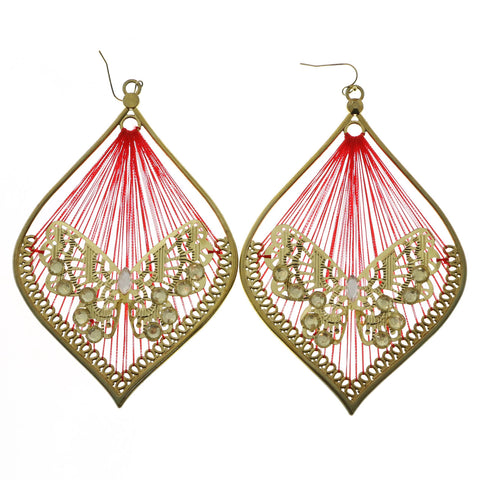 Mi Amore Butterfly Dangle-Earrings Gold-Tone/Red