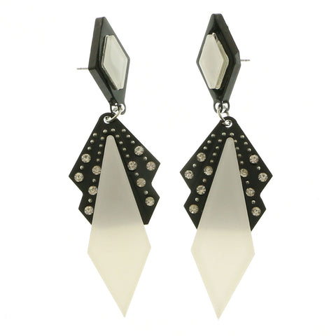 Mi Amore Dangle-Earrings Silver-Tone/White