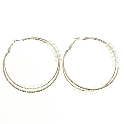 Mi Amore Hoop-Earrings Silver-Tone/Clear