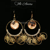 Mi Amore Peach Acrylic Gem Leaf Dangle-Earrings Gold-Tone & Peach