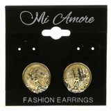 Mi Amore Crown Clear Acrylic Gem Post-Earrings Gold-Tone & Clear