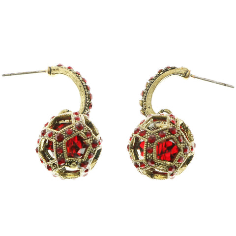 Mi Amore Dangle-Earrings Bronze-Tone/Red