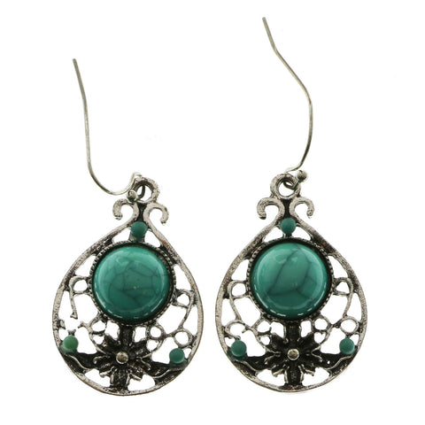 Mi Amore Flower Dangle-Earrings Silver-Tone/Blue