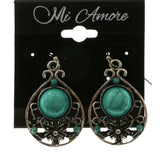 Mi Amore Flower Dangle-Earrings Silver-Tone/Blue