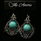 Mi Amore Flower Dangle-Earrings Silver-Tone/Blue