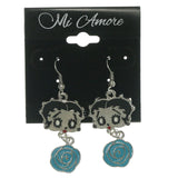 Silver-Tone & Multi Colored Cartoon Metal Dangle-Earrings