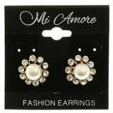Mi Amore Post-Earrings Gold-Tone/White