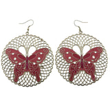 Mi Amore Butterfly Dangle-Earrings Silver-Tone/Pink
