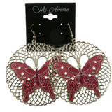 Mi Amore Butterfly Dangle-Earrings Silver-Tone/Pink