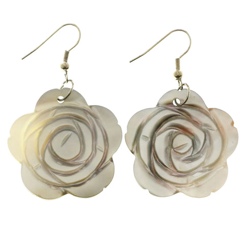 Mi Amore Flower Dangle-Earrings Silver-Tone/White