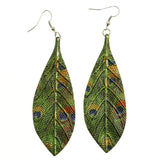 Mi Amore Leaf Dangle-Earrings Silver-Tone/Green