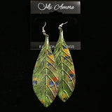 Mi Amore Leaf Dangle-Earrings Silver-Tone/Green
