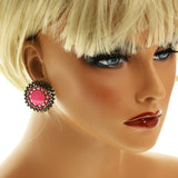 Mi Amore Pink Crystals Dangle-Earrings Bronze-Tone/Pink