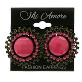 Mi Amore Pink Crystals Dangle-Earrings Bronze-Tone/Pink