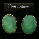 Mi Amore Green Acrylic Gem Post-Earrings Gold-Tone/Green