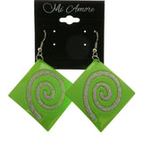 Mi Amore Glitter Spiral Dangle-Earrings Silver-Tone/Green