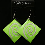 Mi Amore Glitter Spiral Dangle-Earrings Silver-Tone/Green