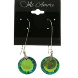 Mi Amore Green Acrylic Gem Dangle-Earrings Silver-Tone/Green