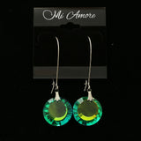 Mi Amore Green Acrylic Gem Dangle-Earrings Silver-Tone/Green