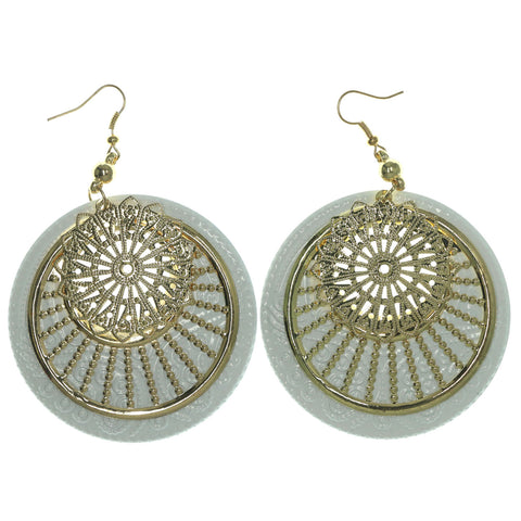 Gold-Tone & White Metal Dangle-Earrings