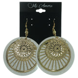 Gold-Tone & White Metal Dangle-Earrings