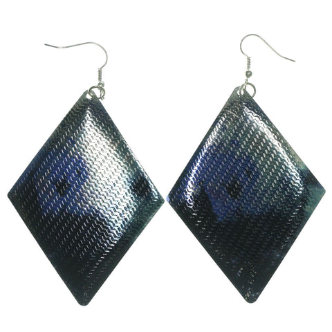 Silver-Tone & Purple Metal Dangle-Earrings
