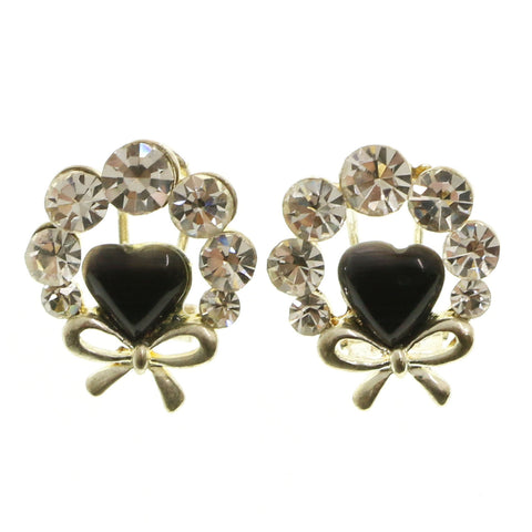 Mi Amore Bow Post-Earrings Silver-Tone/Black
