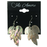 Brown Plastic Leaf Shaped Dangle-Earrings