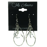 Silver-Tone Metal Dangle-Earrings With Crystal Accents