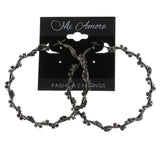 Mi Amore Pink Crystal Accents Hoop-Earrings Silver-Tone