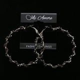 Mi Amore Pink Crystal Accents Hoop-Earrings Silver-Tone