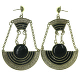 Gold-Tone & Black Metal Dangle-Earrings
